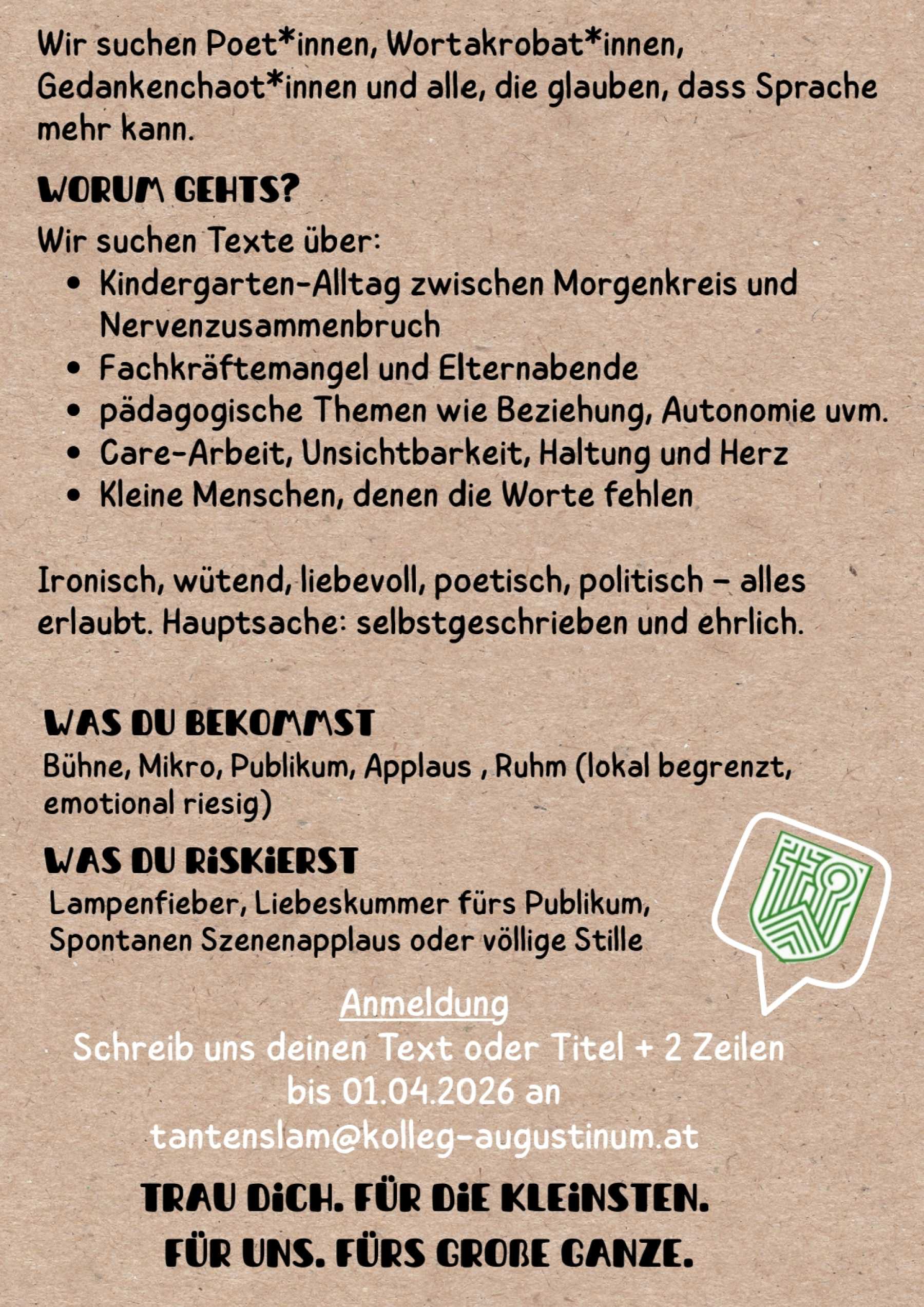 Flyer mit Infos zum "Tanten Slam", Seite 2